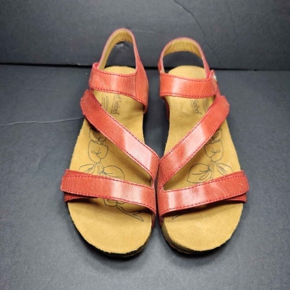 Josef Seibel Women's Tonga 25 Fisherman Red Leather Strappy Sandal Size 7 - 7.5 - Picture 2 of 15